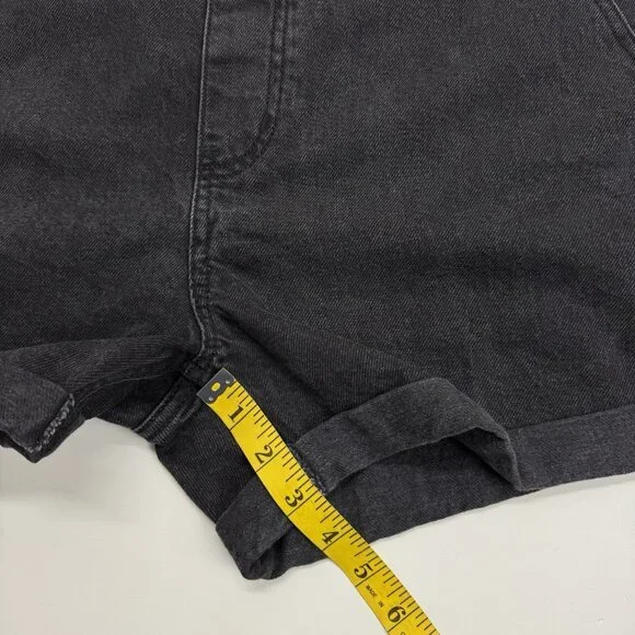 Old Navy Bib Overalls Slouchy Shorte Black Wash Denim Shortalls Womens Large - Picture 7 of 10